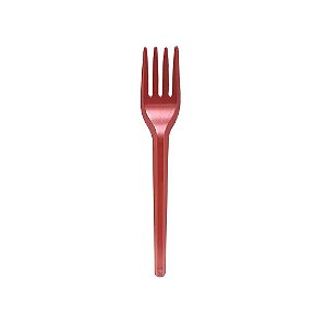 Garfo Descartável Plástico Vermelho Perolado Sobremesa 50uni