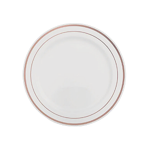 Prato Refeição Borda Rose Gold 26Cm 6uni Decoração Festas