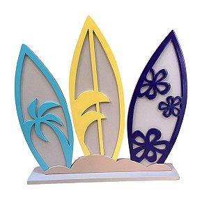Display Mdf Decorativo Trio De Pranchas Tiffany Amarelo Roxo