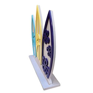 Display Mdf Decorativo Trio De Pranchas Tiffany Amarelo Roxo