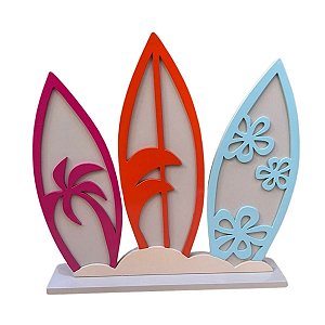 Display Mdf Decorativo Trio De Pranchas Pink Laranja Tiffany