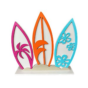 Display Mdf Decorativo Trio De Pranchas Pink Laranja Tiffany