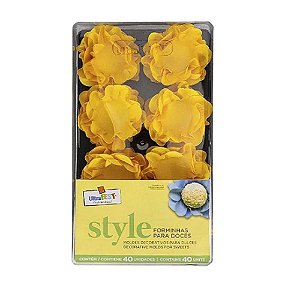 Forminha Style Amarelo Decoração Para Docinhos Finos 40uni