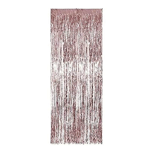 Cortina Metalizada Decorativa Enfeite Franja Rose Gold