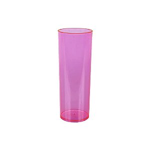 Copo Long Drink Rosa Transparente Decoração 340ml Plástico