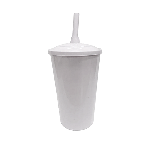 Copo Fest Twister Tampa E Canudo Branco 400ml Plástico