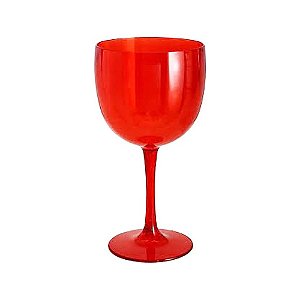 Taça De Gin Vermelho Transparente Acrílica 600ml Decoração