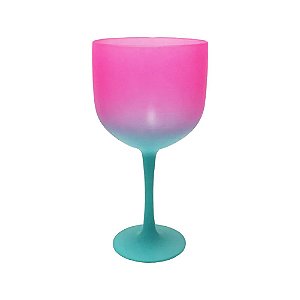 Taça De Gin Degrade Rosa Verde Água acrílica 600ml Decoração