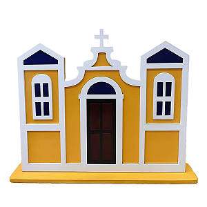 IGREJA FESTA JUNINA PORTA MARROM AMARELO GEMA