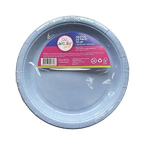 Prato De Papel Liso Azul Bebê 18Cm 08uni Descartável