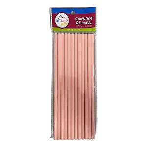 Canudo Liso Rosa Bebê De Papel Artlille 12unid 19CM