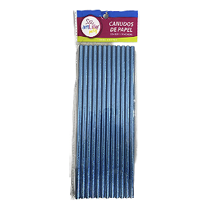 Canudo Metalizado Azul Royal De Papel Artlille 12unid 19CM