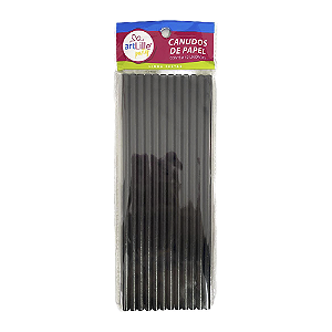 Canudo Liso Preto De Papel Artlille 12un 19CM