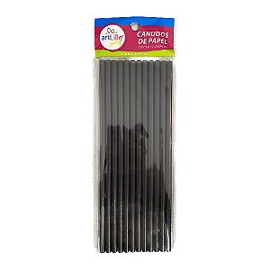 Canudo Liso Preto De Papel Artlille 12un 19CM