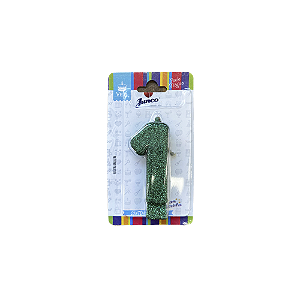 Vela Aniversário 1 Colors Verde C/ Glitter Junco