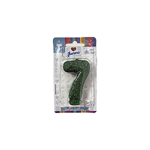 Vela Aniversário 7 Colors Verde C/ Glitter Junco