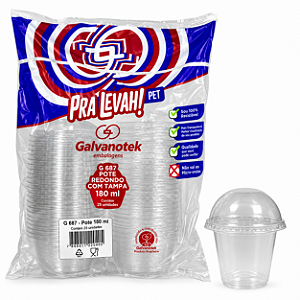 Embalagem G687 Plástica C/Tampa Doces Transparente 25un 180ml