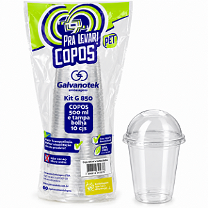 Copo Com Tampa Bolha G697 Embalagem 500ml Transparente 10un