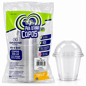 Embalagem G830 Copo 300ml Tampa Bolha Transparente 10un
