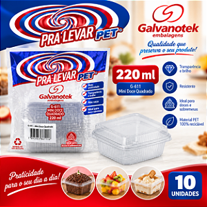 Embalagem G650  Plástica 200ml Tortas Bolos Transparente 10un