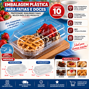Embalagem GA10 Plástica Retangular Doce Alto Transparente 10un