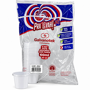 Embalagem G697 Plástica C/Tampa Bolha 60ml Transparente 20un