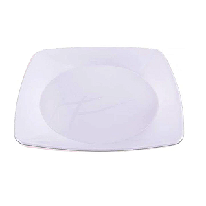 Prato Quadrado Grande Refeição Branco Descartável 10uni