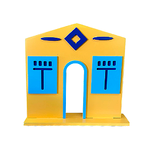 Casa Da Vila Festa Junina Mod3 Amarelo Com Azul Decorativa
