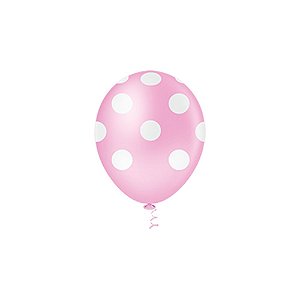 Balão Pic Pic Fantasia Bolinha Rosa Branco 10" Bexiga 25un