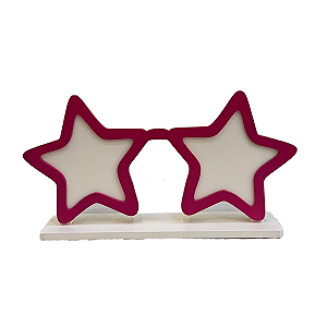 Display Óculos Estrela Mdf Pink Com Branco Decorativo Totem