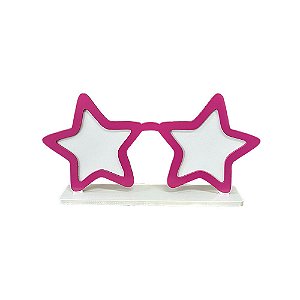 Display Óculos Estrela Mdf Pink Com Branco Decorativo Totem