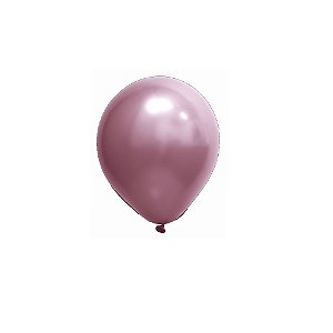 Balão Cromado Rosa 5" Art-Latex Bexiga 25uni Decoração