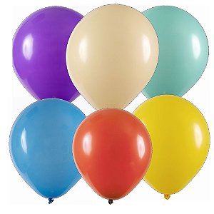 Balão Art-Latex 9" Cores Sortidas Bexiga Redondo Decoração 50un