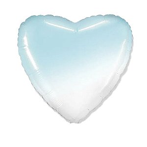 Balão Coração 20" 50cm Gradiente Baby Blue Metalizado Decoração