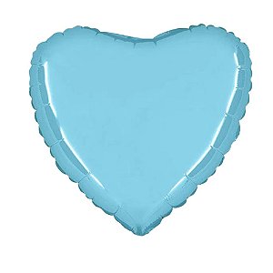 Balão Coração 20" 50cm Liso Azul Baby Metalizado Decoração