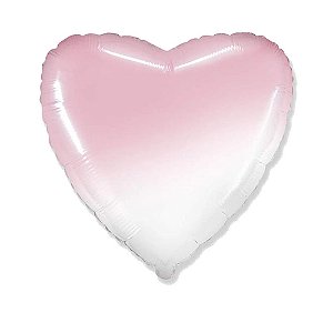 Balão Coração 20" 50cm Gradient Rosa Baby Metalizado Decoração