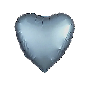 Balão Coração 20" 50cm Cromado Azul Steel Metalizado Decoração