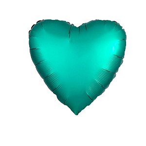 Balão Coração 20" 50cm Cromado Verde Jade Metalizado Decoração