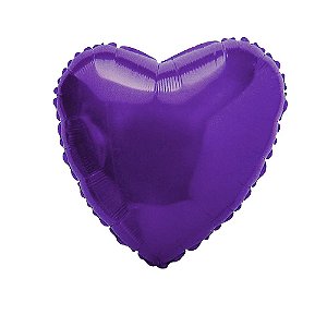 Balão Coração 20" 50cm Liso Roxo Metalizado Decoração