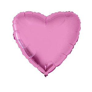 Balão Coração 20" 50cm Liso Rosa Metalizado Decoração