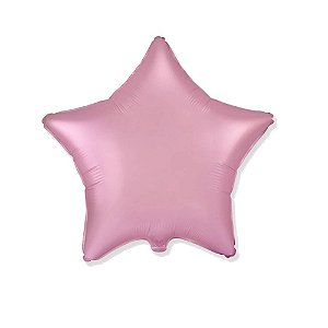 Balão Estrela 20" 50cm Cromado Rosa Pastel Metalizado Decoração