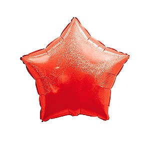 Balão Estrela 18" 45cm Vermelho Hollogliter Metalizado Decorar