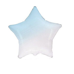Balão Estrela 20" 50cm Gradient Baby Blue Metalizado Decoração