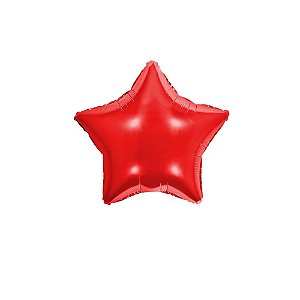 Balão Estrela 21" 28cm Liso Vermelho Metalizado