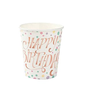 Copo De Papel Happy Birthday Poa Colorido 270ml 10 unid