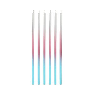 Vela Gigante Degrade Azul e Rosa Palito 6un 15cm SilverFestas