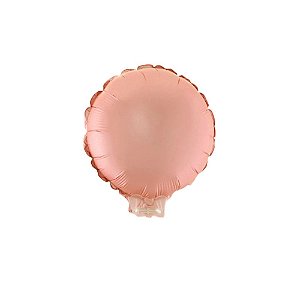 Balão Redondo 11" 28cm C/ Vareta Liso Rose Metalizado