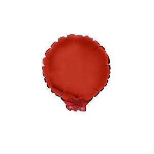 Balão Redondo 11" 28cm C/ Vareta Liso Vermelho  Metalizado