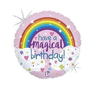 Balão Have Magical Birthday Rainbow 18" 46cm Holográfico