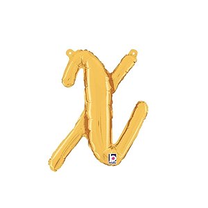 Letra X Minúsculas De Mão 24" 60cm Dourada Metalizado Decorar